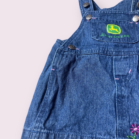 Baby John Deere Denim Overall Dress With Flower Detail Size 3/6 Months - Picture 3 of 7